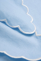 Contrast Whipstitching Linen Tie Front Wrap Skirt