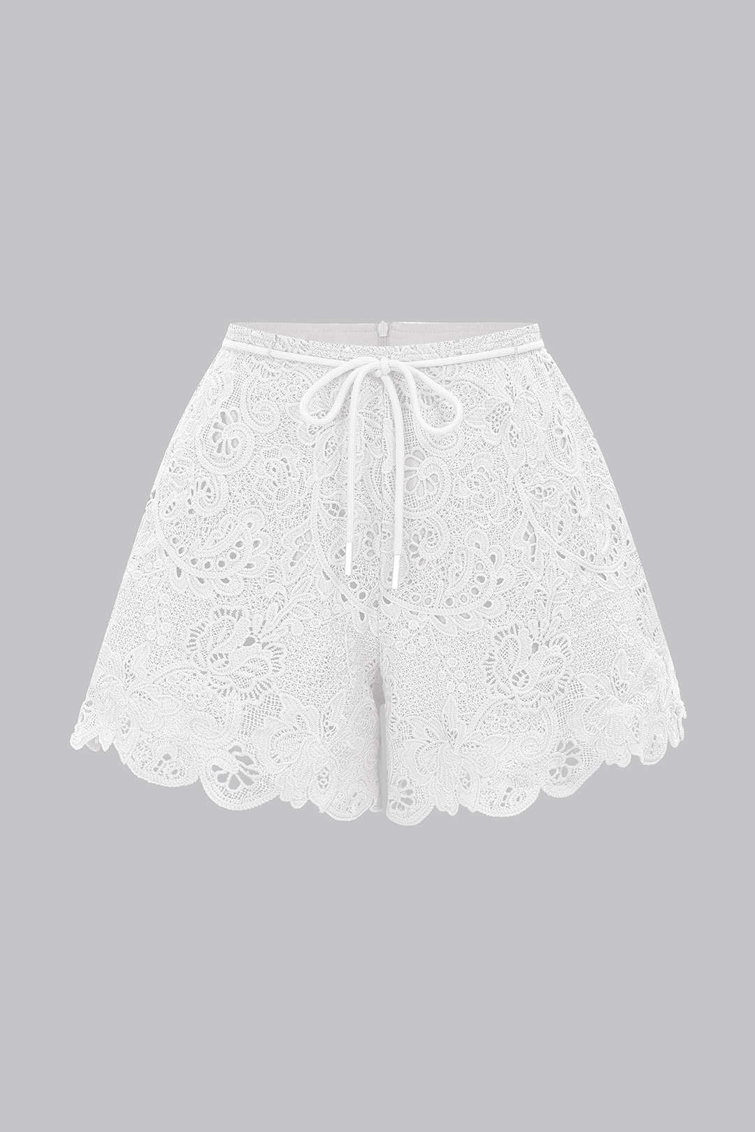 Cut Out Tie-Up Scalloped Hem Shorts