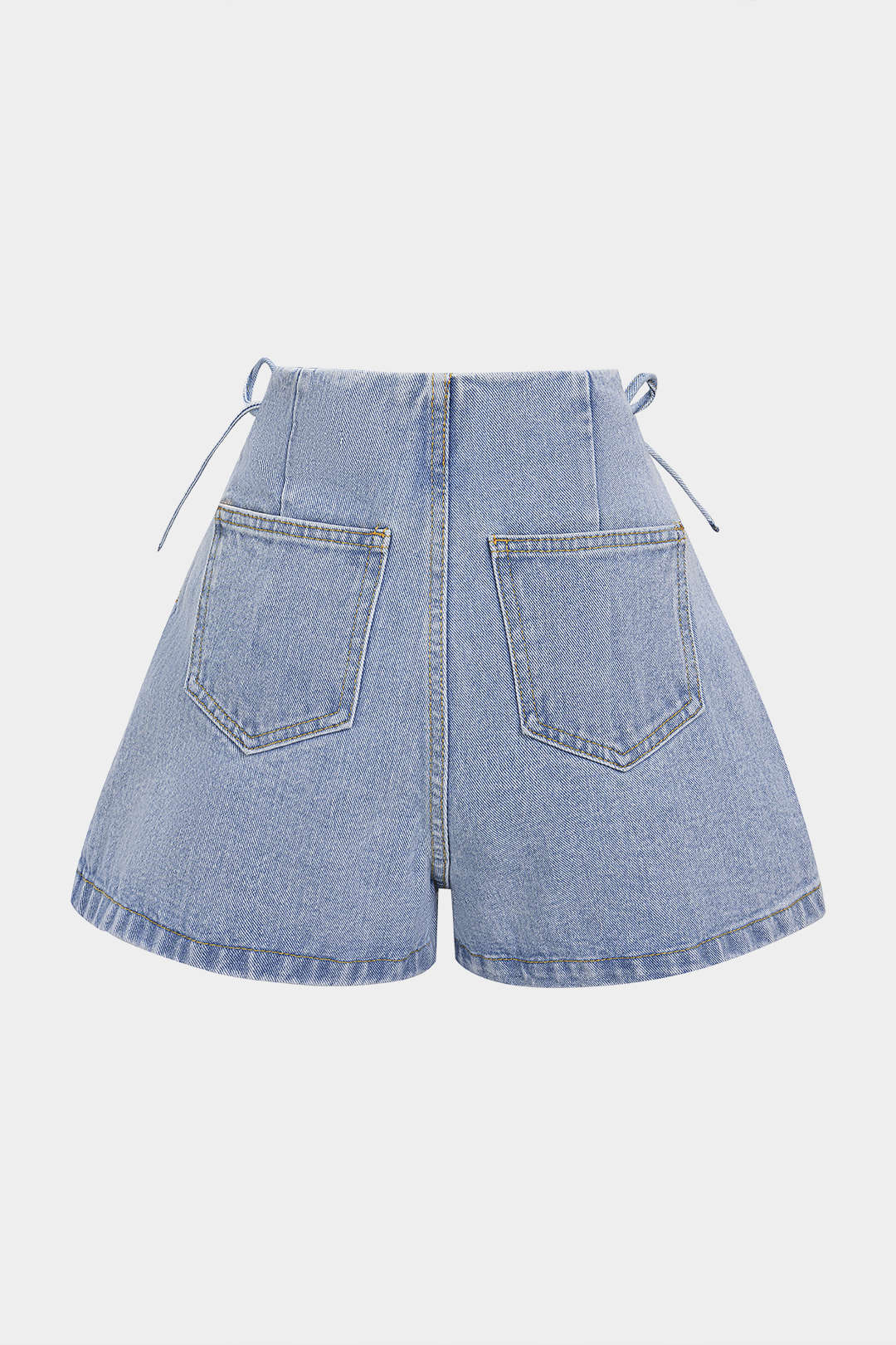 Denim Tie-Up High Waist Wide Leg Shorts