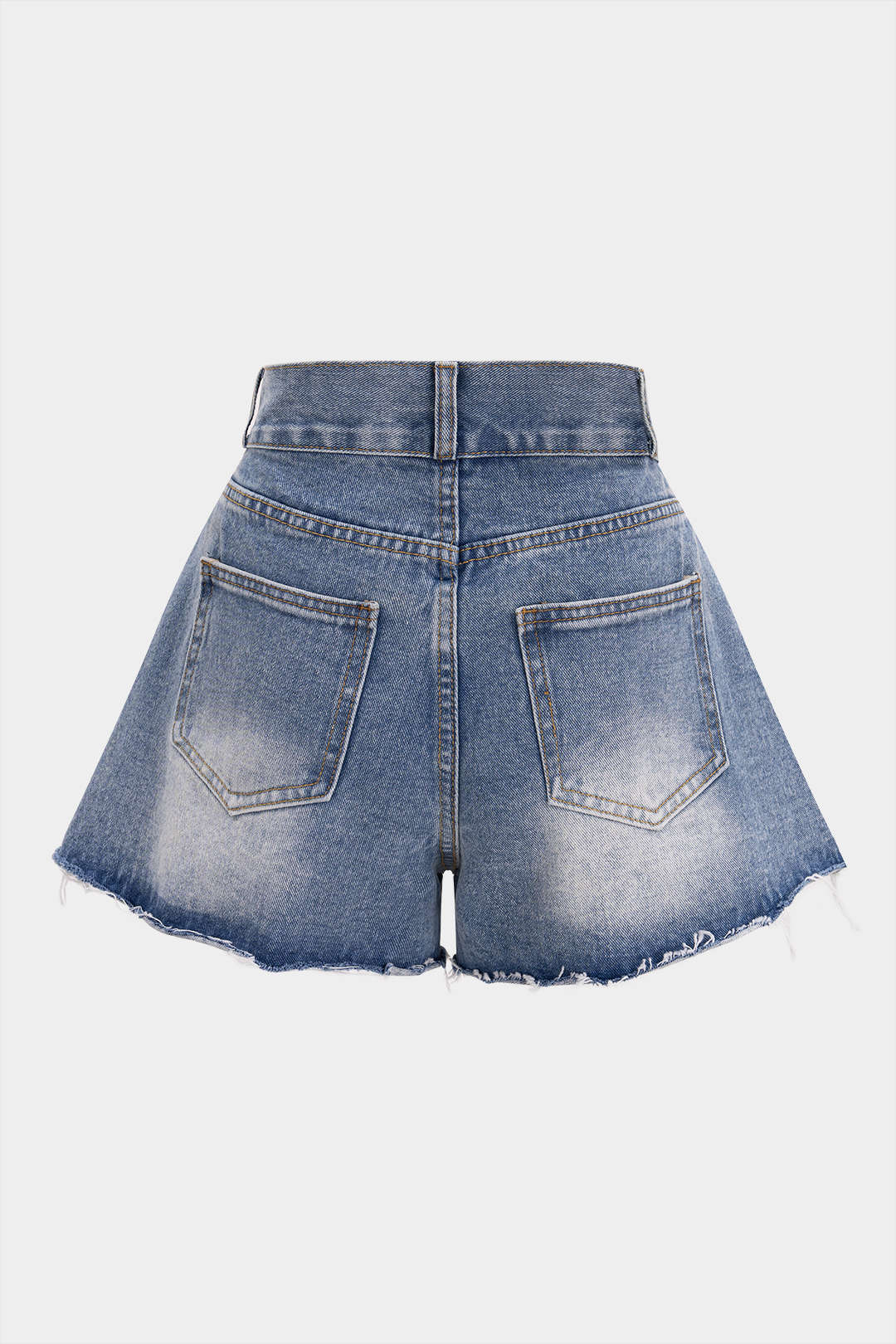 Denim High Waist Frayed Wide Leg Shorts