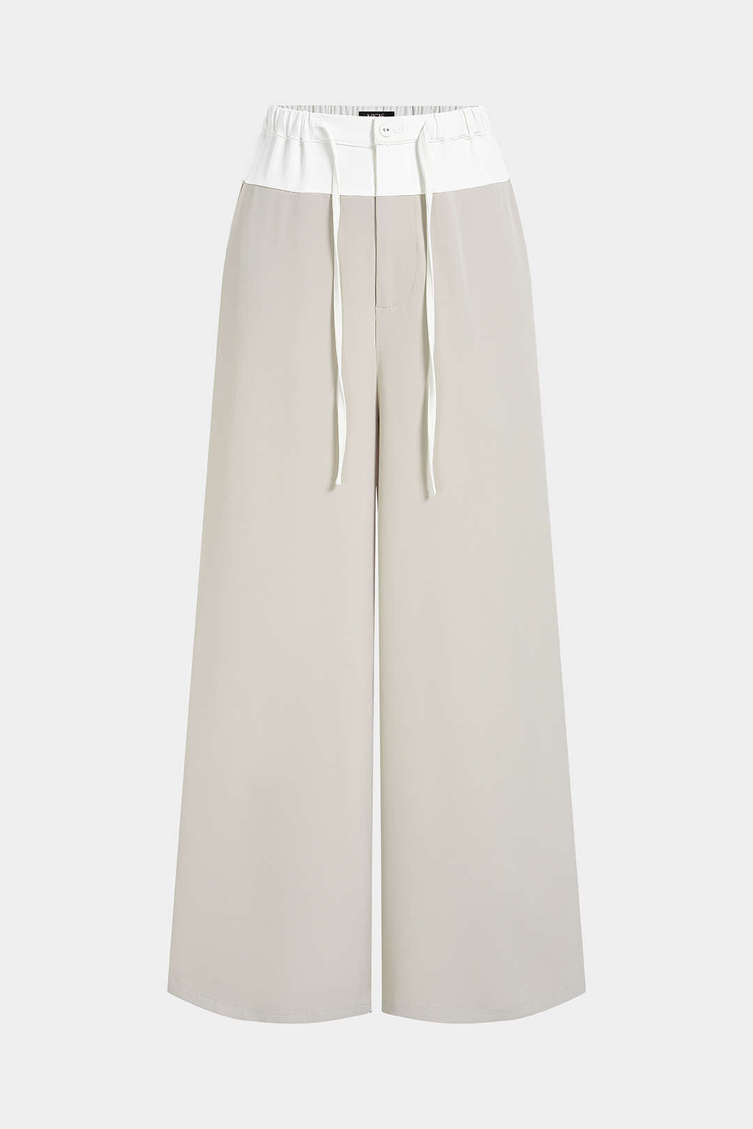 Contrast Drawstring Wide Leg Pants