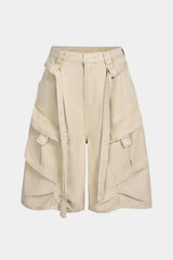 Denim Belted Pocket Shorts