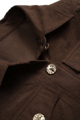 Corduroy Button Long-Sleeve Shirt And Button Skirt Set