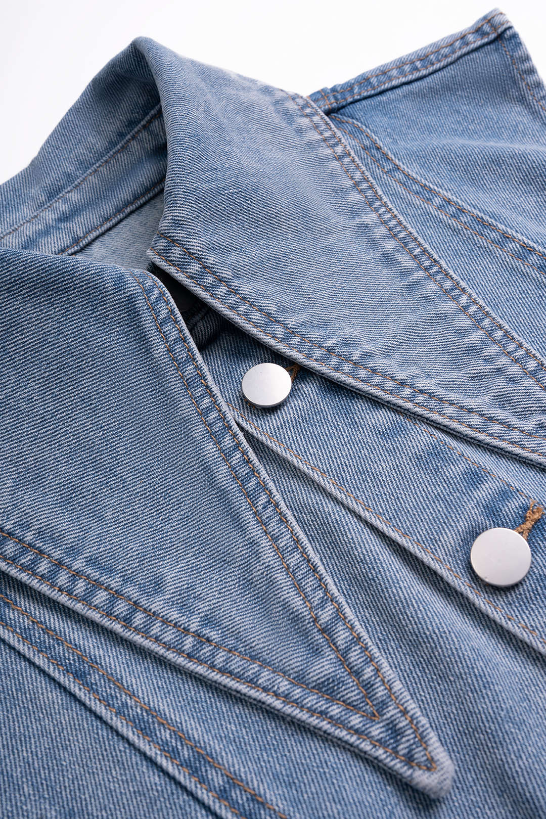 Denim Lapel Button Vest