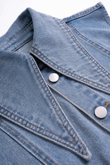 Denim Lapel Button Vest