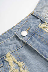 Denim Frayed Pocket Barrel Jeans
