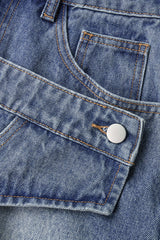 Denim Asymmetrical Frayed Skirt
