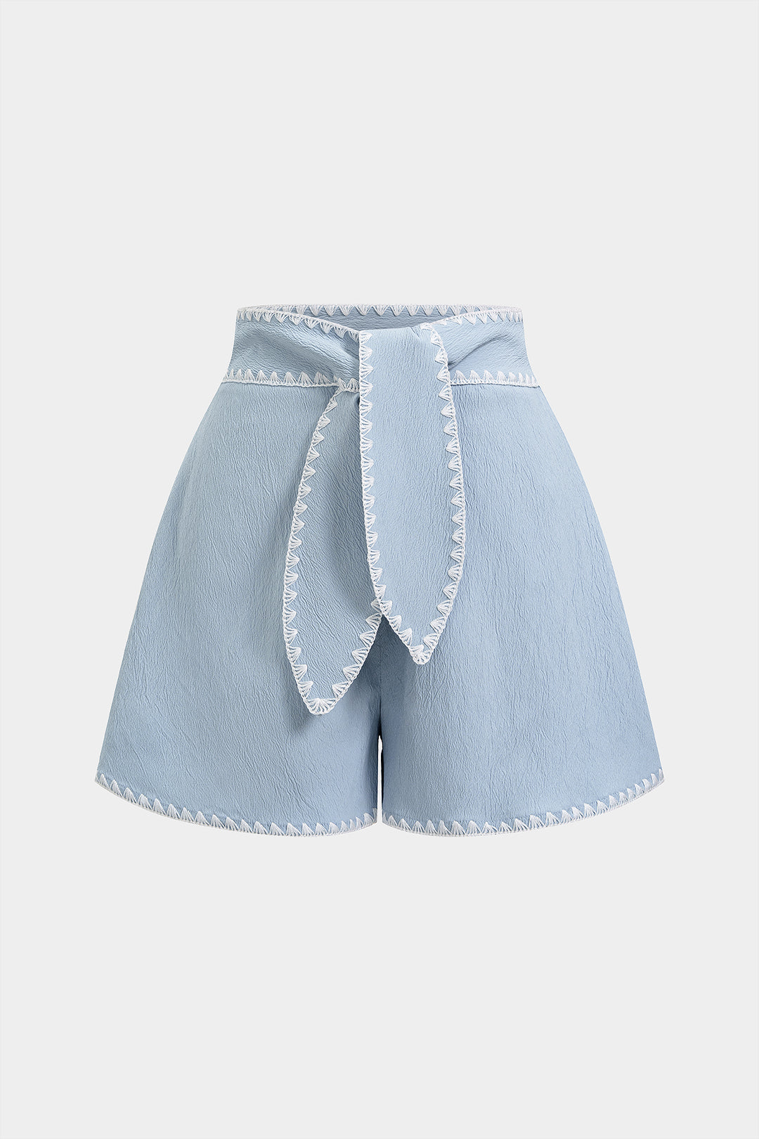 Contrast Trim Belted Shorts