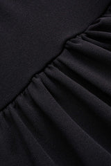 Basic Faux Leather High Collar Wrinkled Long Sleeve T-Shirt