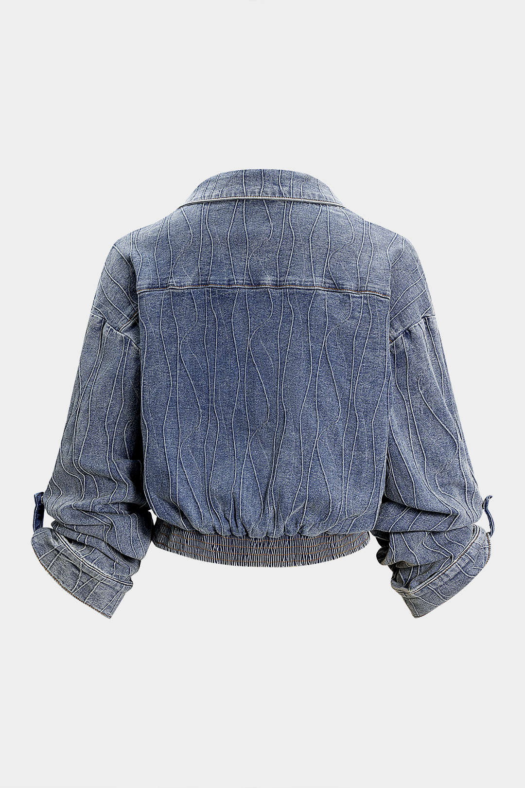 Denim Button Smocked Ruched Outerwear