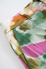 Abstract Print Satin High Waist Wide Leg Trousers