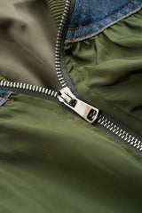 Denim Patchwork Zipper Jacket