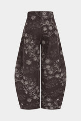 Denim Floral Embroidery Pocket Barrel Jeans