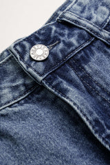 Denim Frayed Wide Leg Shorts