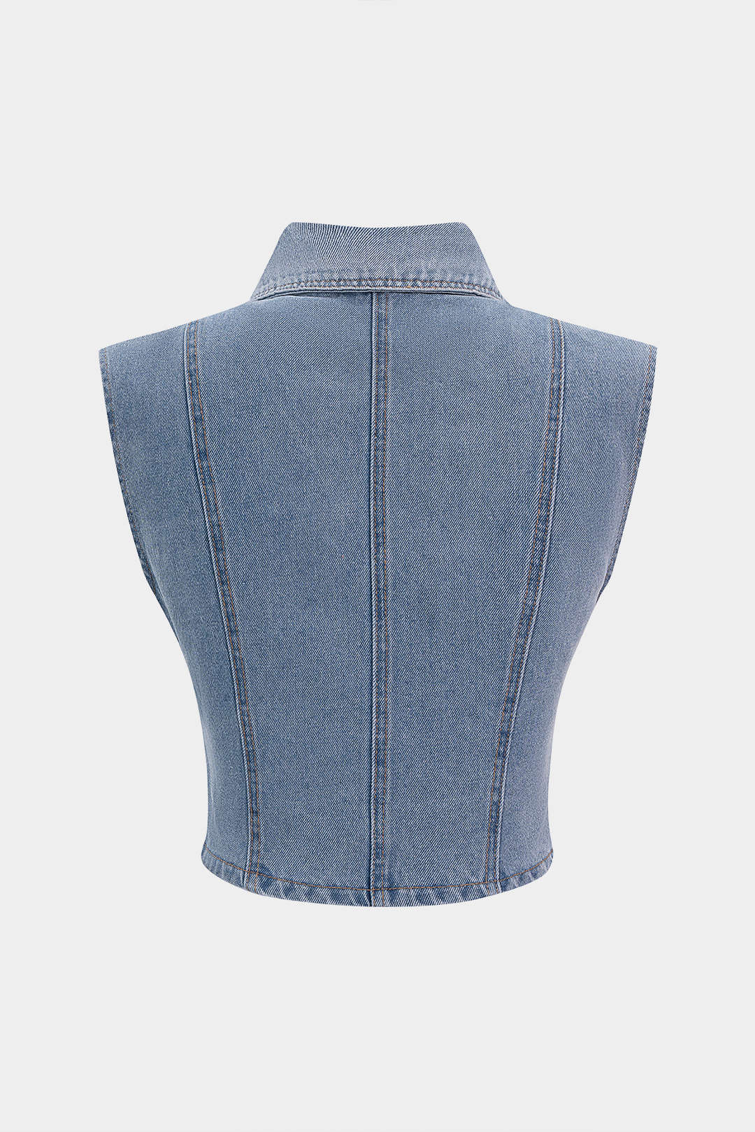 Denim Lapel Button Vest