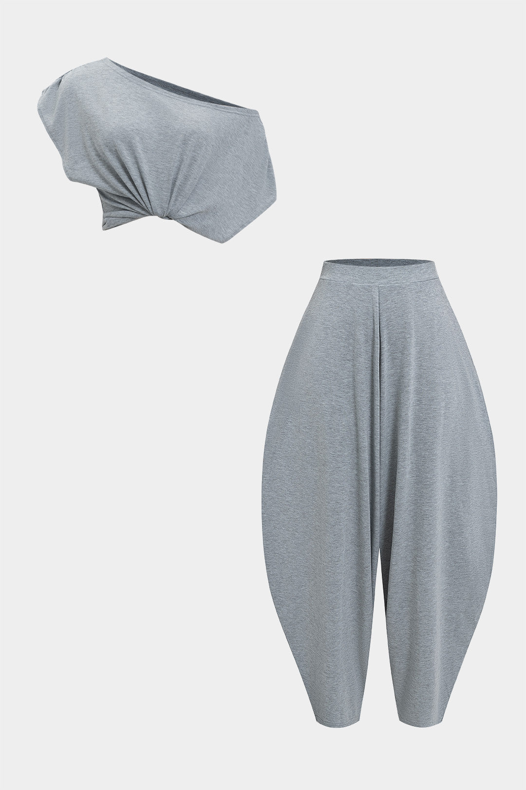 Asymmetrical  Top And Barrel Pants Set