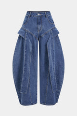 Denim Wide Leg Low Waist Barrel Jeans