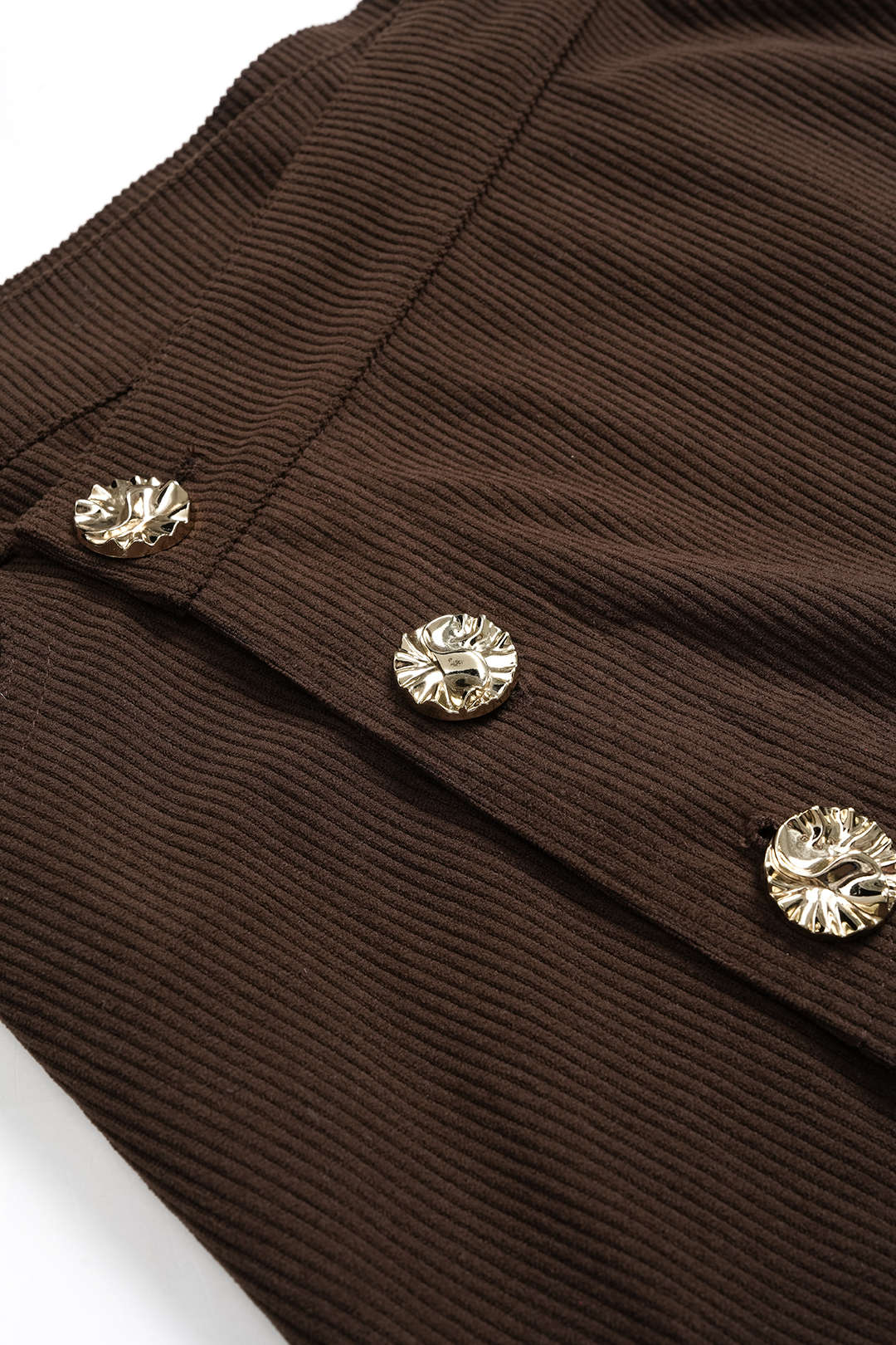 Corduroy Button Long-Sleeve Shirt And Button Skirt Set