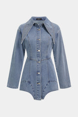 Denim Lapel Long Sleeve Mini Dress