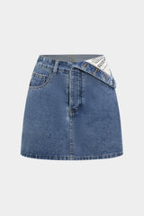 Denim Asymmetrical Pocket Skirt