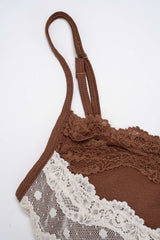 Contrast Polka Dots Lace Cami Top