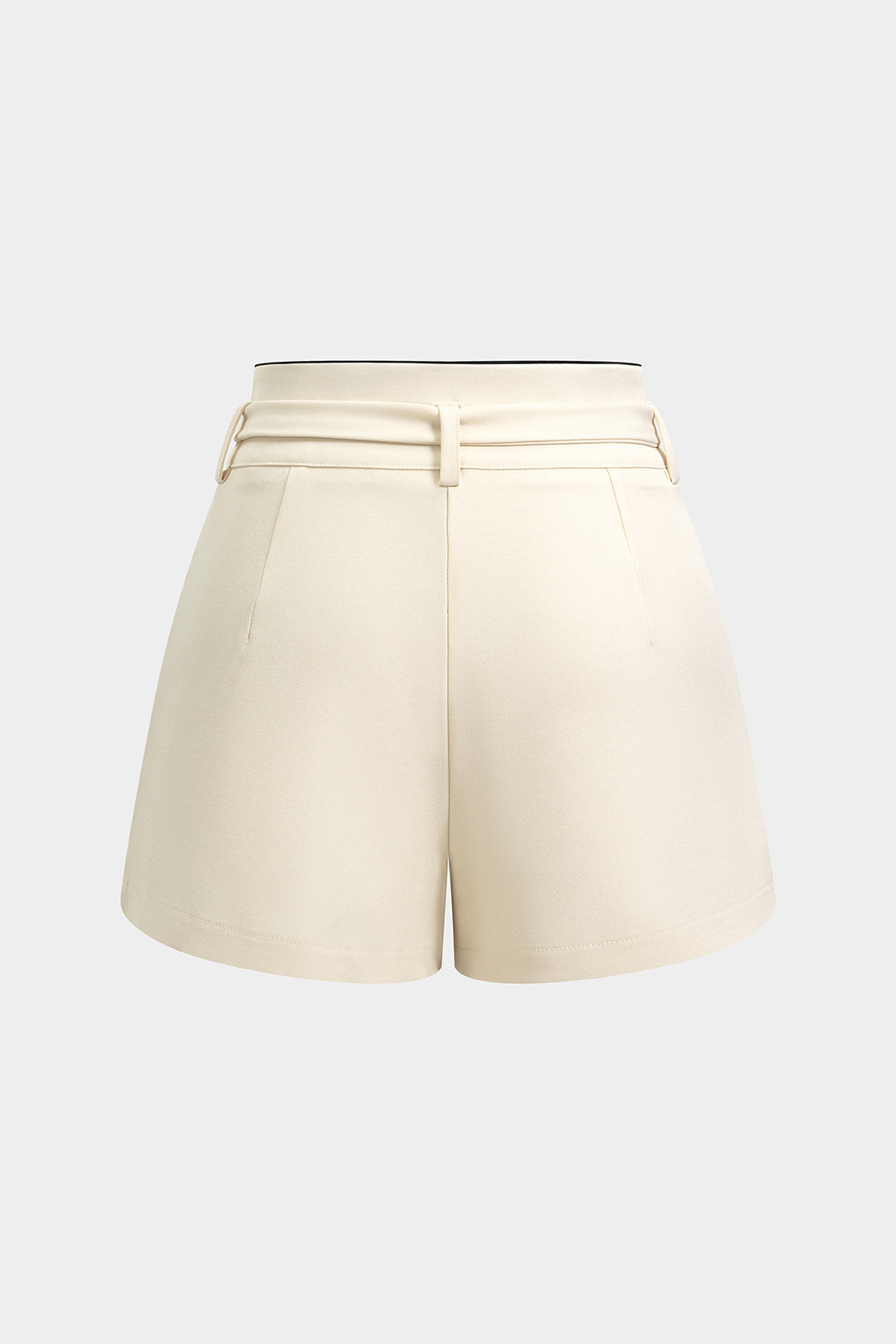 Contrast Binding Belted Zipper Shorts