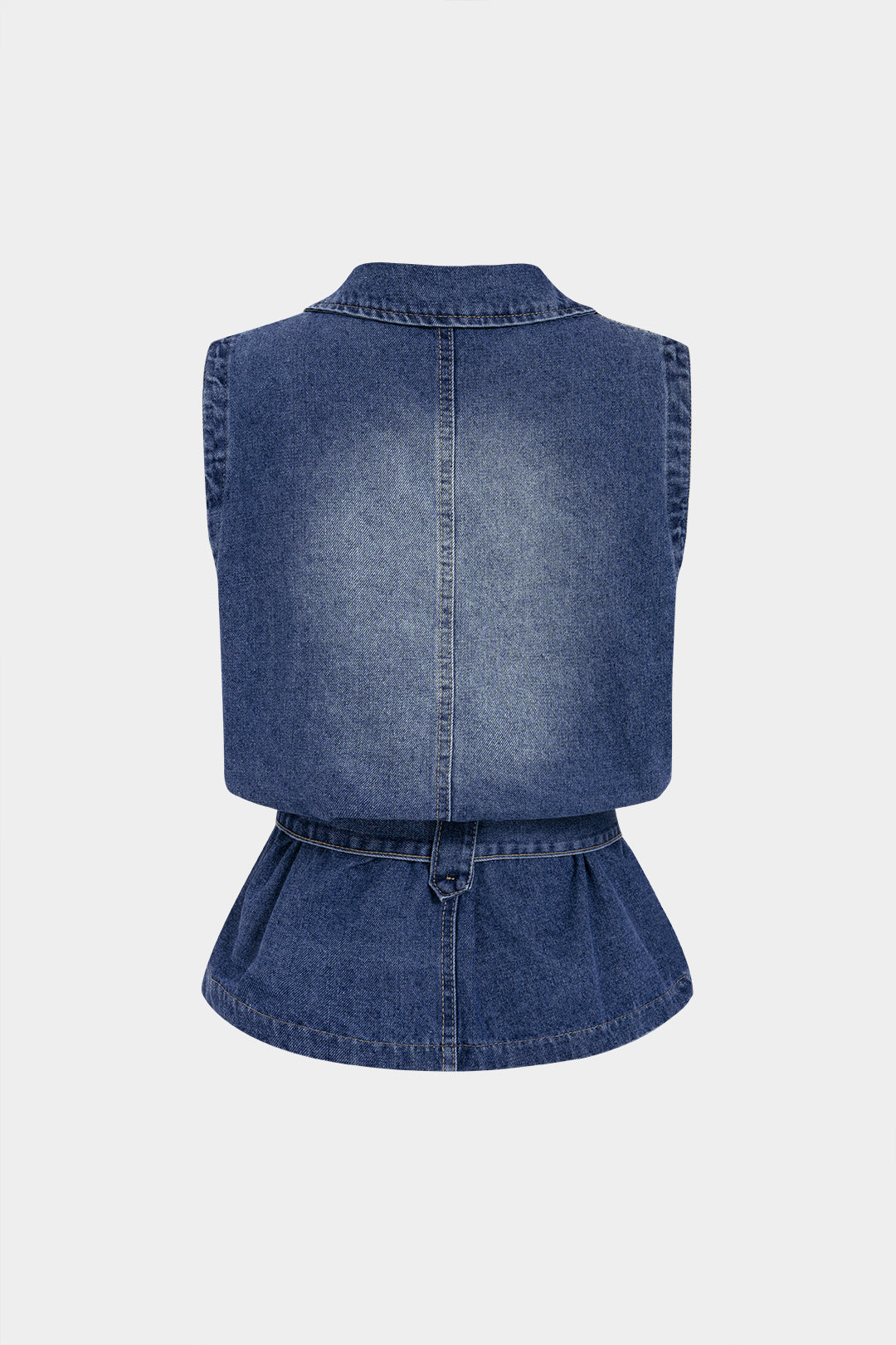 Denim Lapel Button Tie-Up Vest