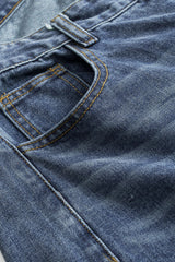 Denim Asymmetrical High Waist Straight Leg Jeans