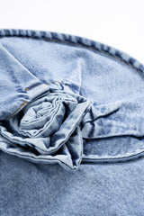 Denim 3D Rotating Rose Shape Mini Skirt