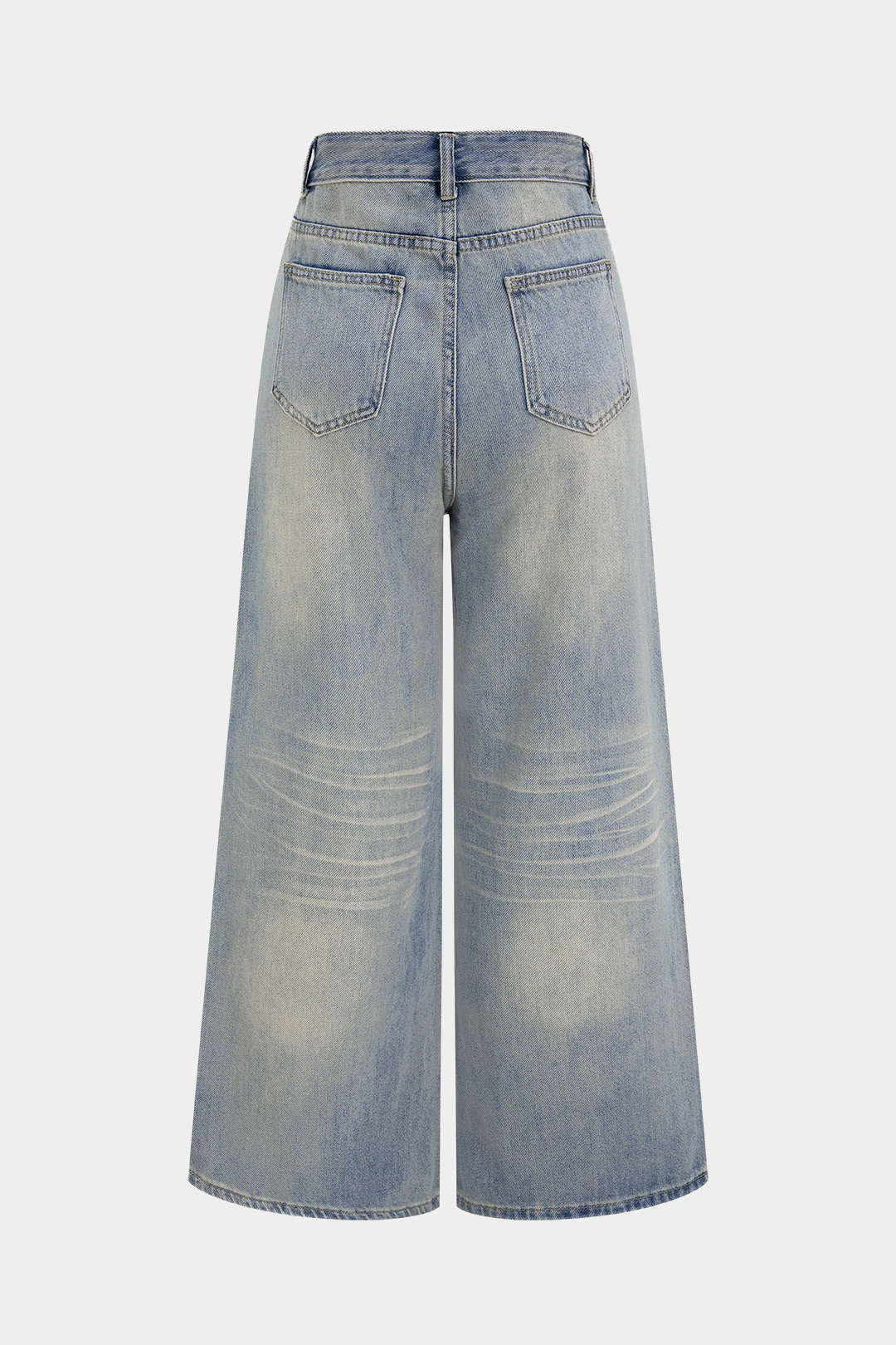 Denim Asymmetrical Frayed Wide Leg Jeans