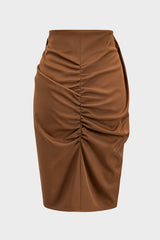 Asymmetry Belt Ruched Midi Skirt