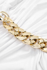 Asymmetrical Ruched Chain Side Slit Skirt