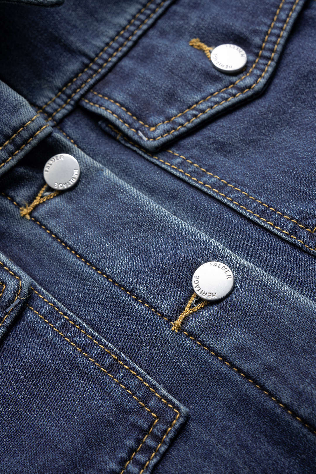 Denim Button Long-Sleeve Top And High Waist Asymmetrical Jeans Set