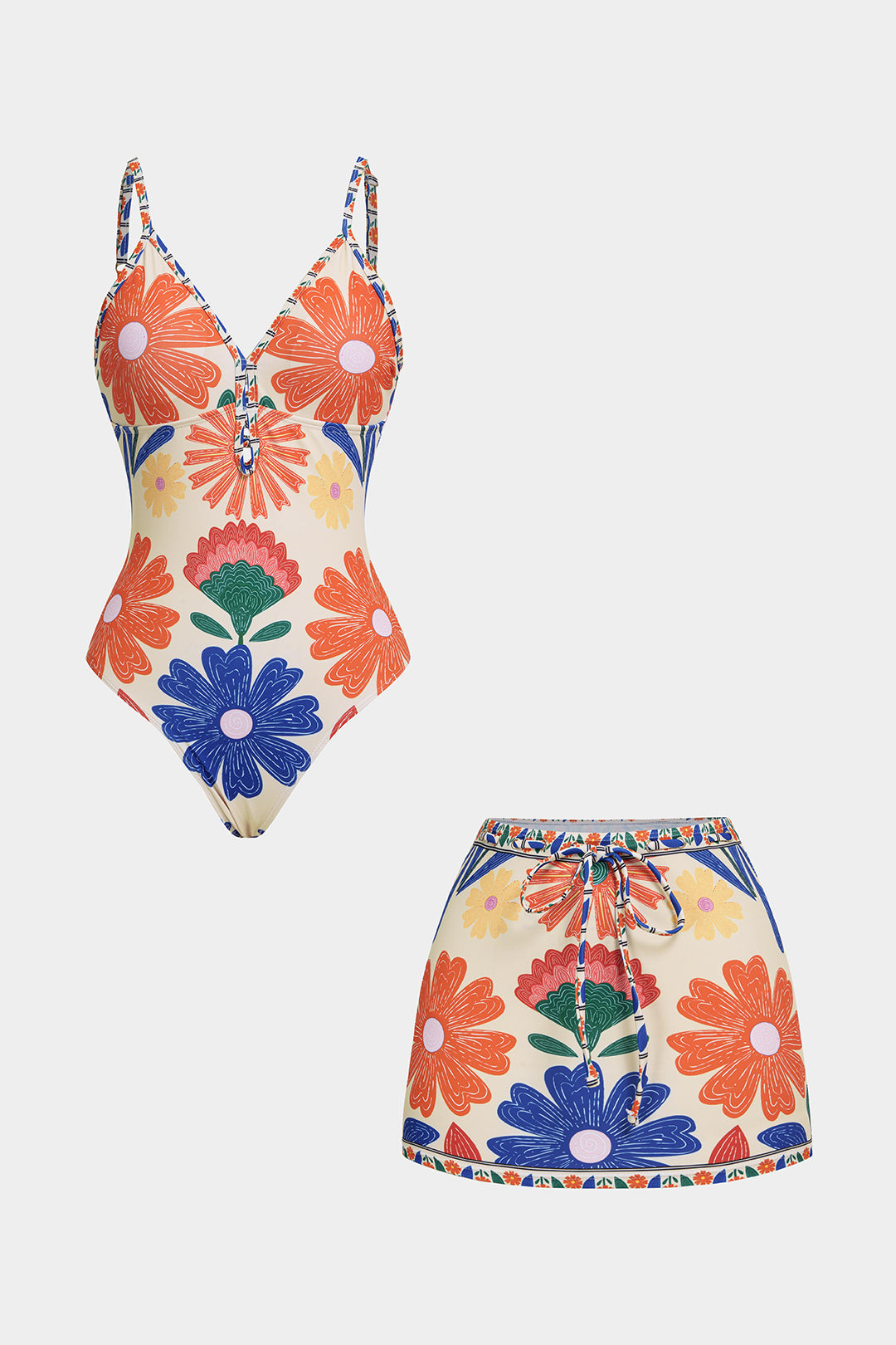 Bohemian Print Tie-Up Bikini Set