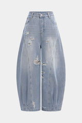 Denim Ripped Wide Leg Jeans