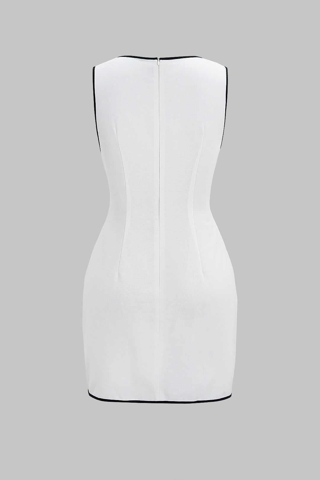 Contrast Binding Round Neck Tie Front Sleeveless Mini Dress
