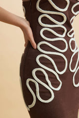 Contrast Braided Backless Slip Sleeveless Mini Dress