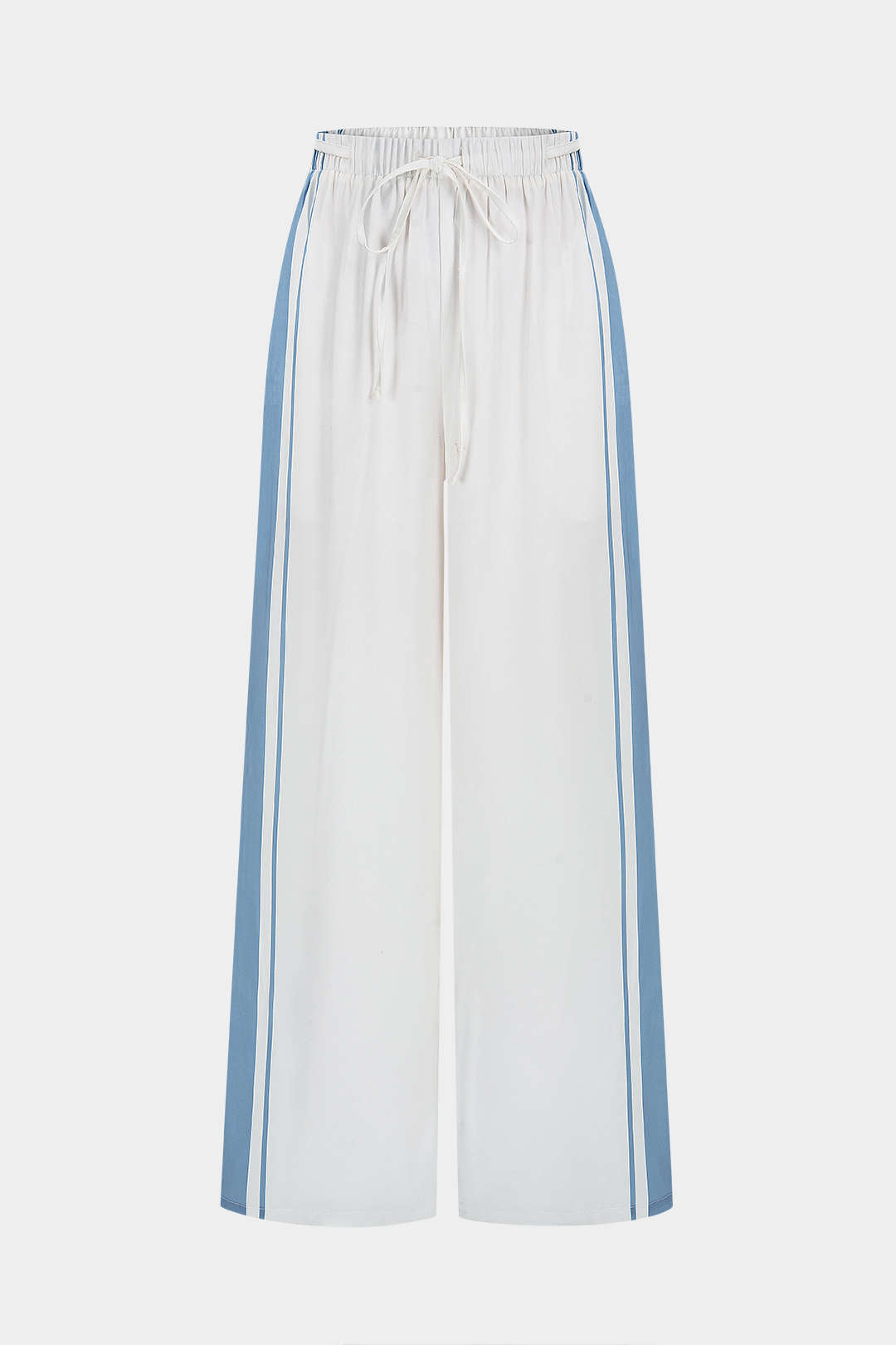 Contrast Satin Tie-Up Wide Leg Pants
