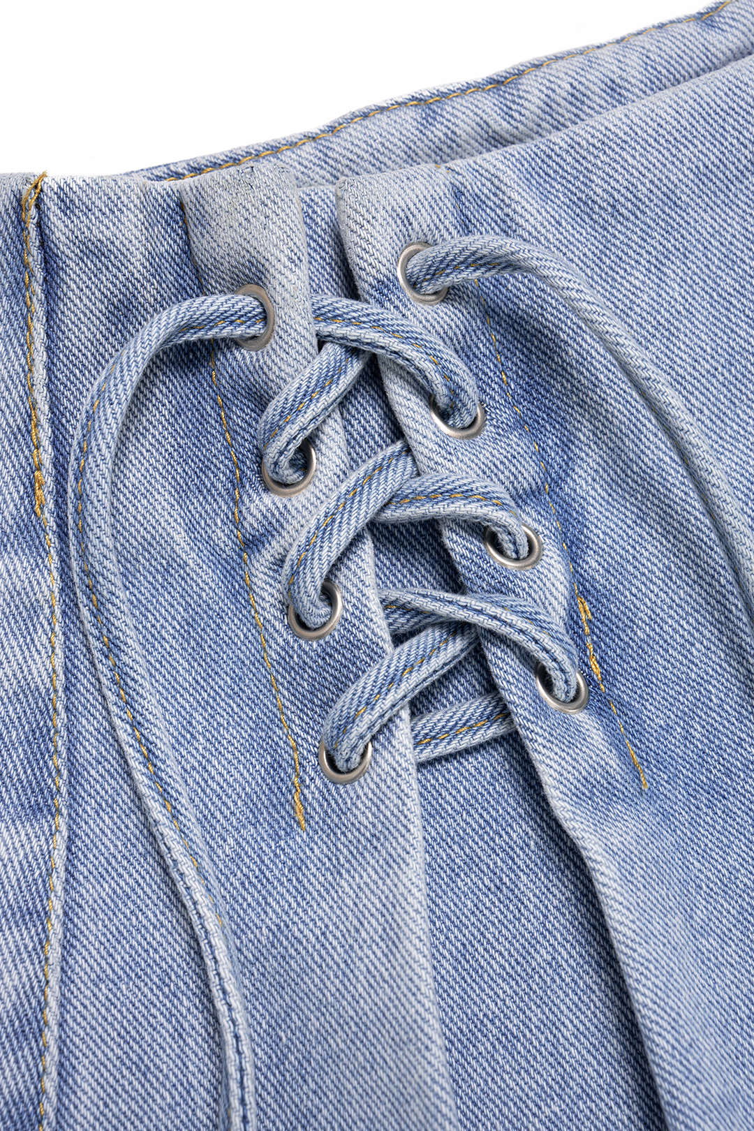 Denim Tie-Up High Waist Wide Leg Shorts