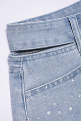 Denim Cut Out Ripped Cut Out Pocket Shorts