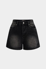 Denim Button Pocket Shorts
