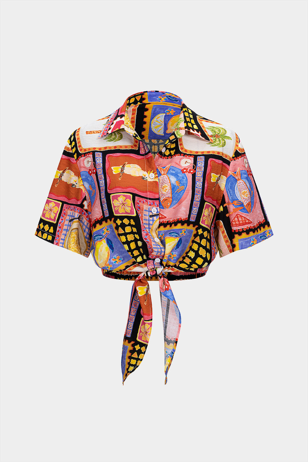 Artistic Print Strappy Short Sleeeve Top