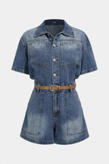 Denim Short Sleeve Jumpsuit