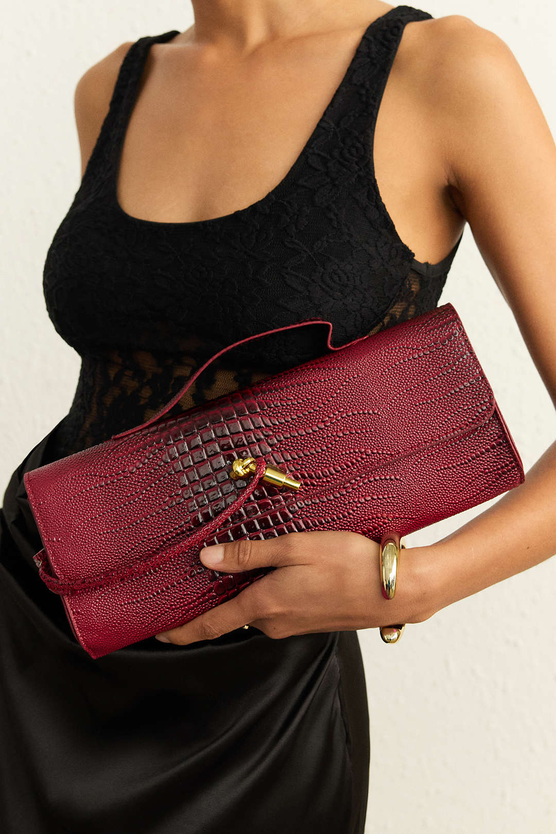 Crocodile Skin Pattern Faux Leather Clutch Bag