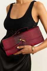 Crocodile Skin Pattern Faux Leather Clutch Bag