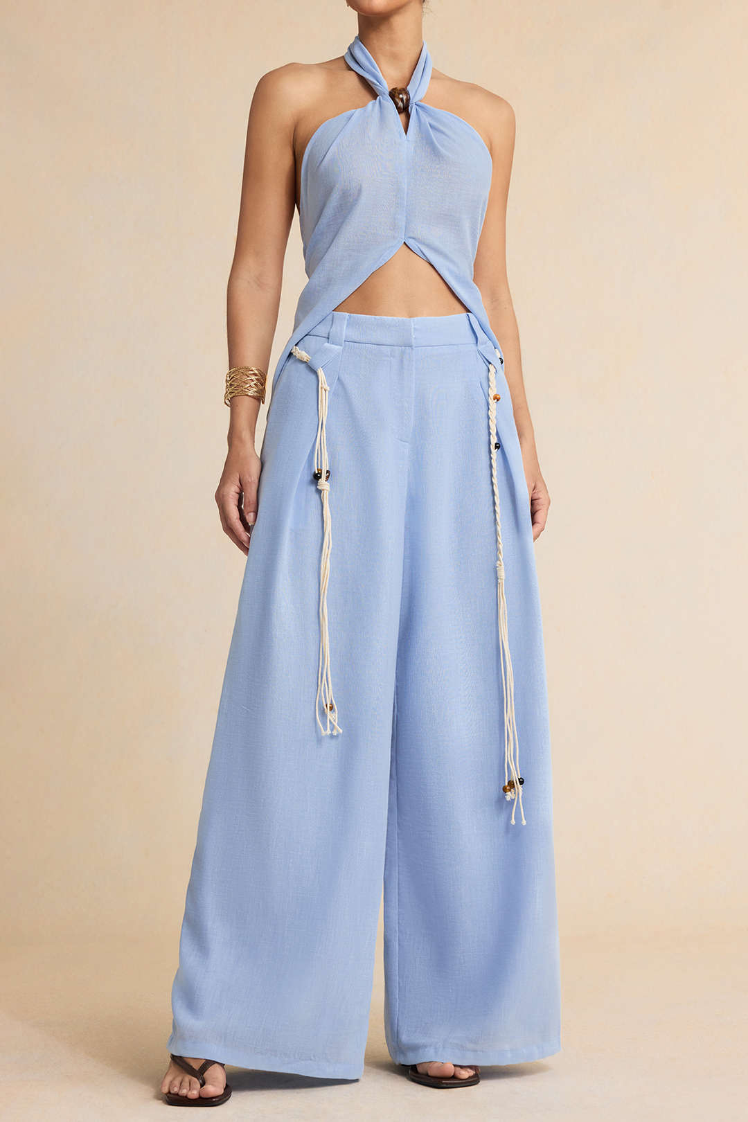 Belted Tassel WIde Leg Pants
