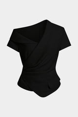 Asymmetrical One Shoulder Ruched Top
