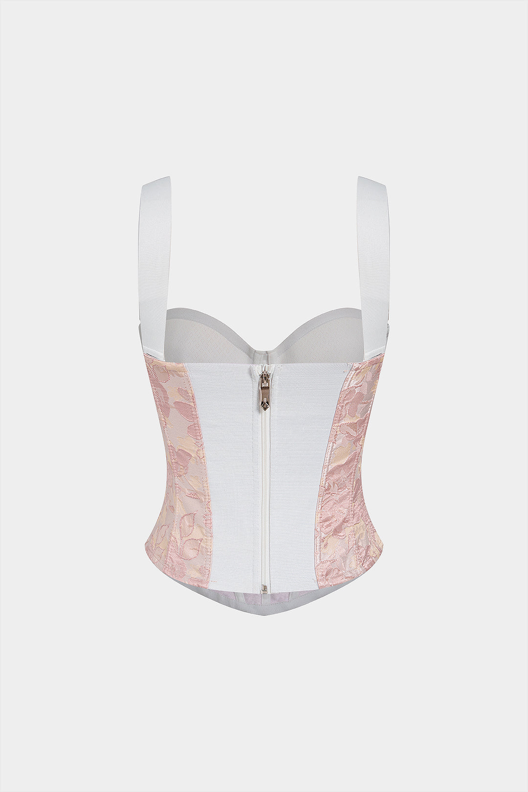 Contrast Jacquard Corset Zipper Cami Top