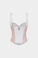 Contrast Jacquard Corset Zipper Cami Top