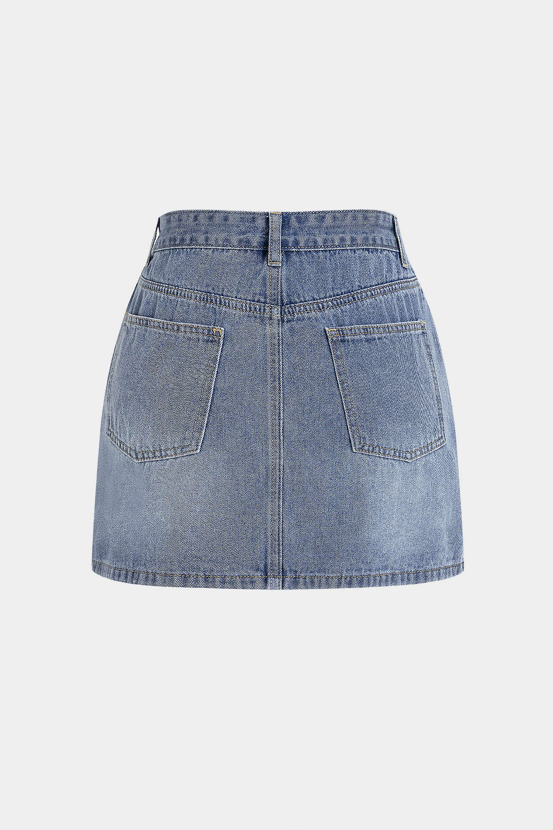 Denim Crossed Asymmetrical Ruched Skirt